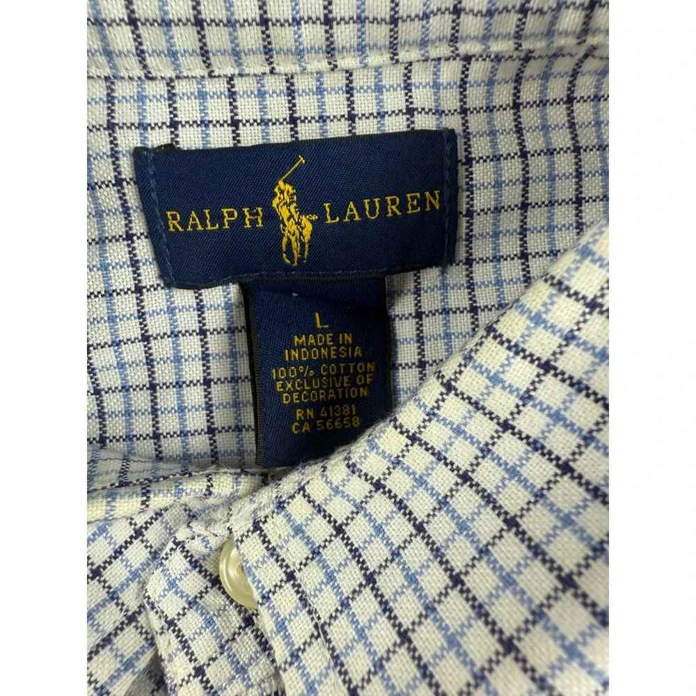 Ralph Lauren Kids Blue Plaid Long Sleeve Button Down‎ Shirt - Size L